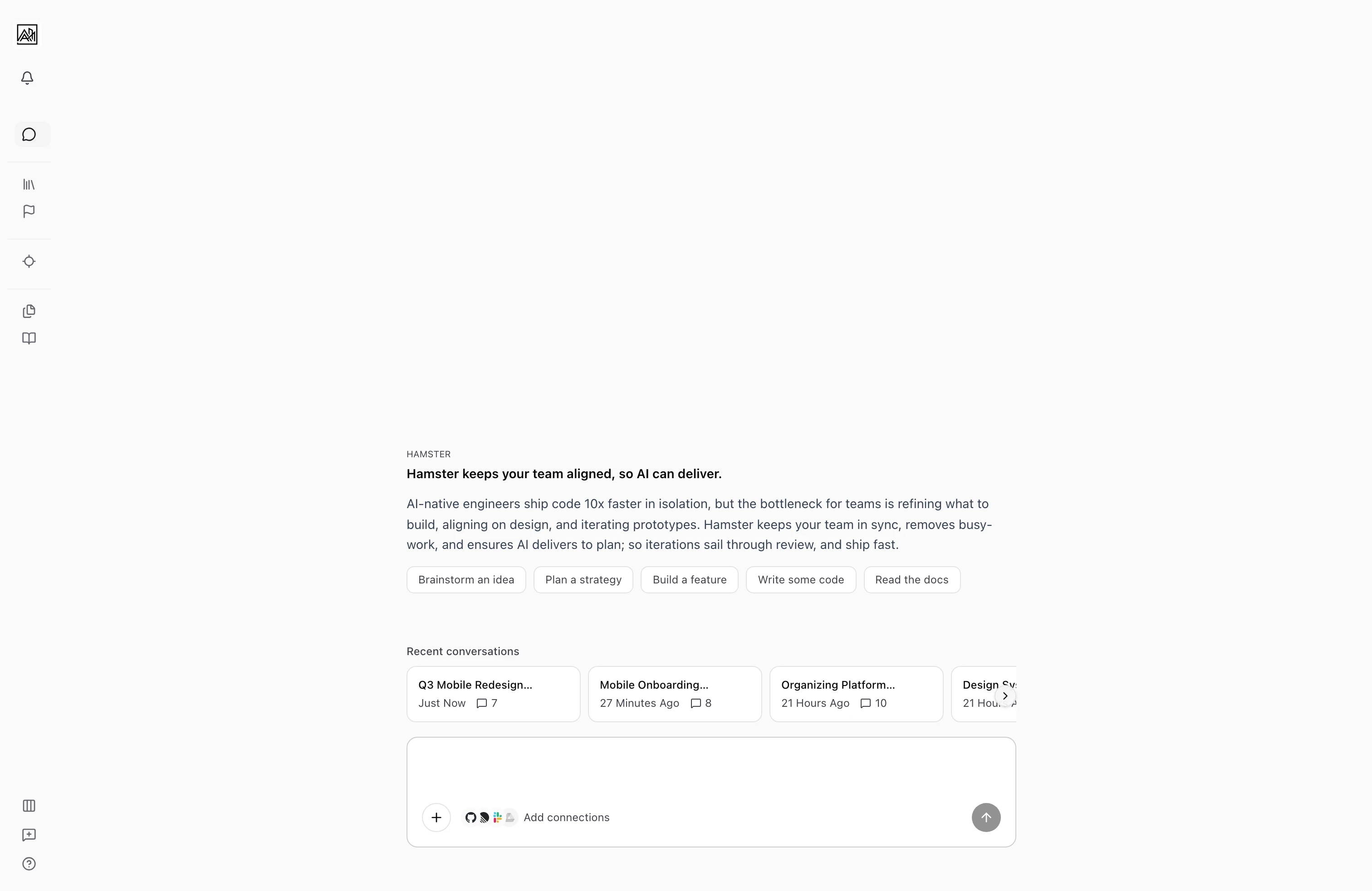 New conversation view showing the chat interface