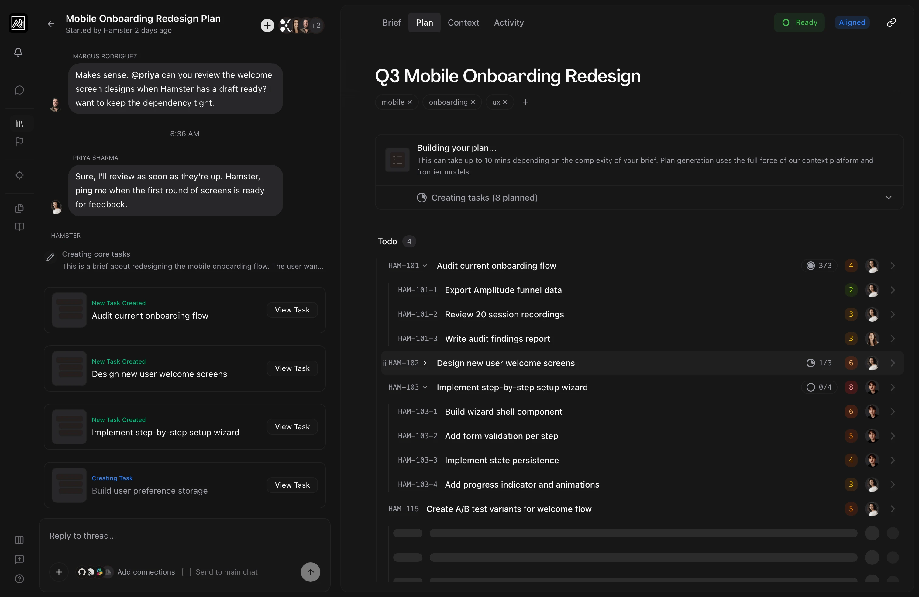 AI running product process in Hamster Studio