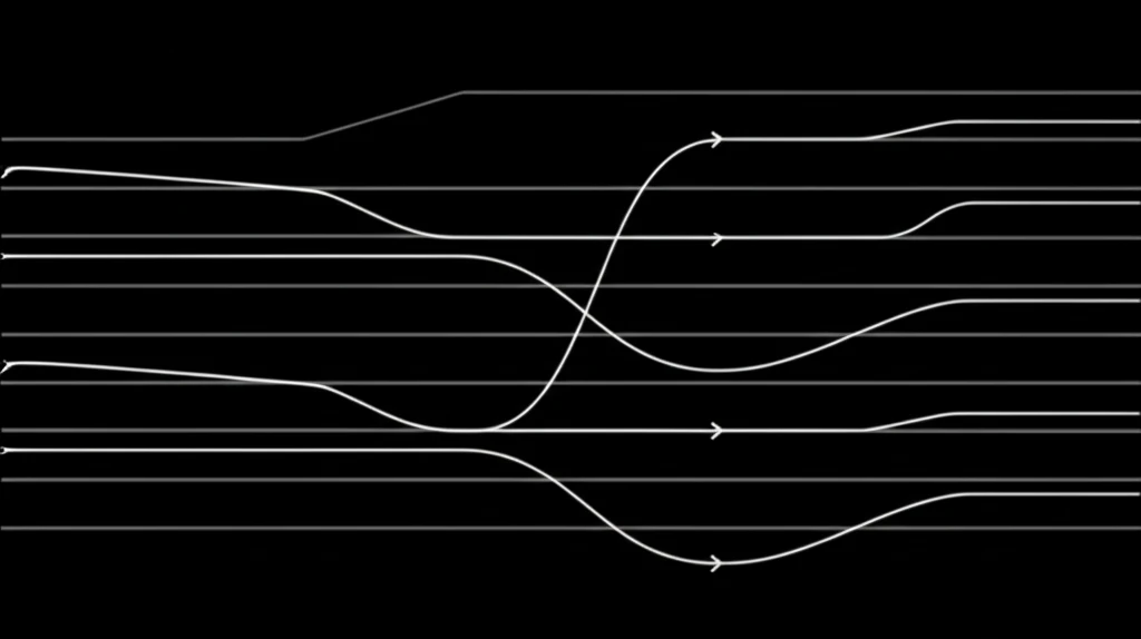 A person working at a desk with multiple screens showing conversation interfaces