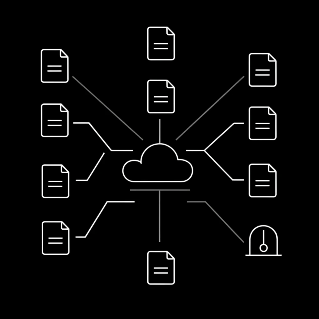 Abstract line art representing google drive connector, shared thread summaries, and editor fixes