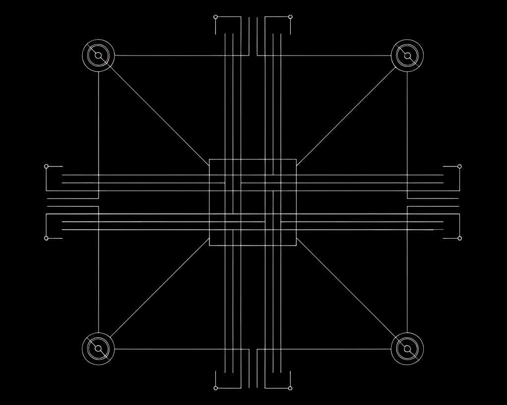 An abstract network of connected nodes and lines representing integrations