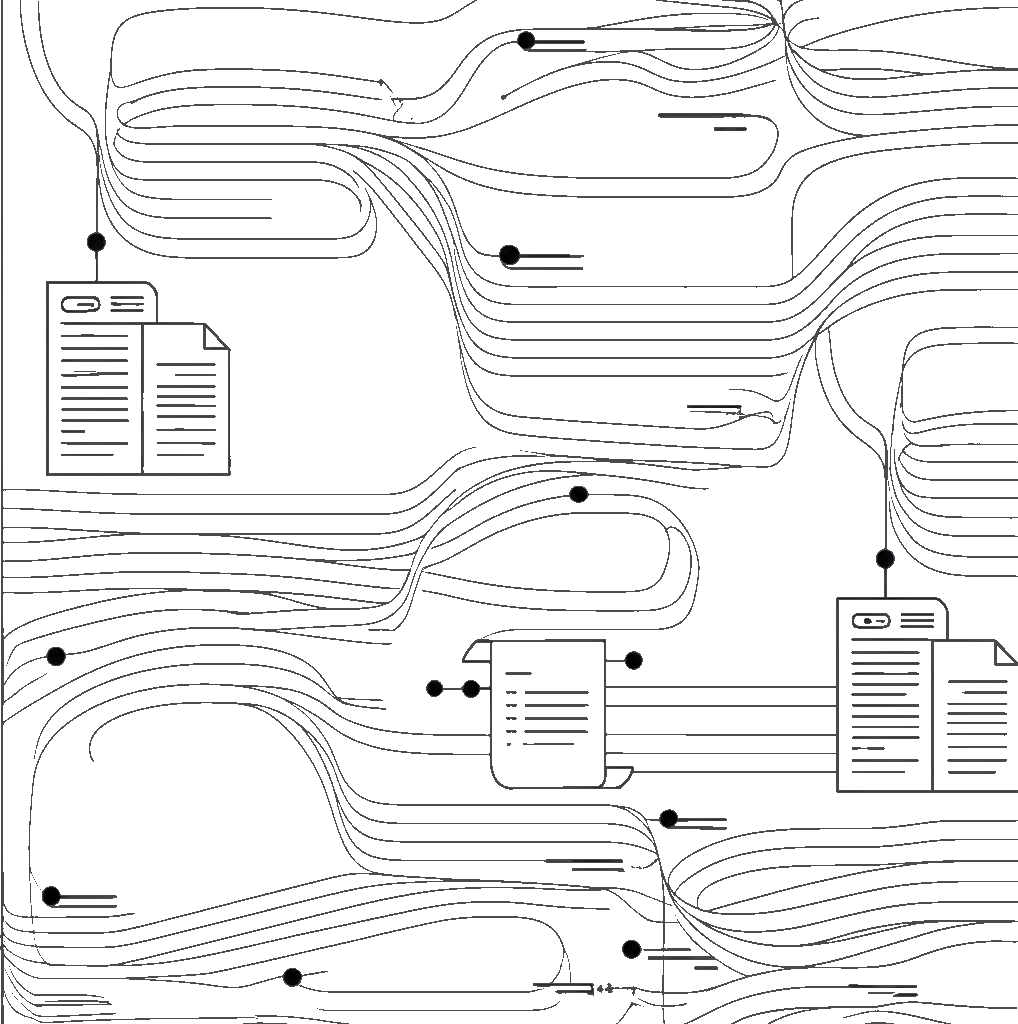 Abstract line art representing threaded plan generation, deep research improvements, and smarter brief workflows