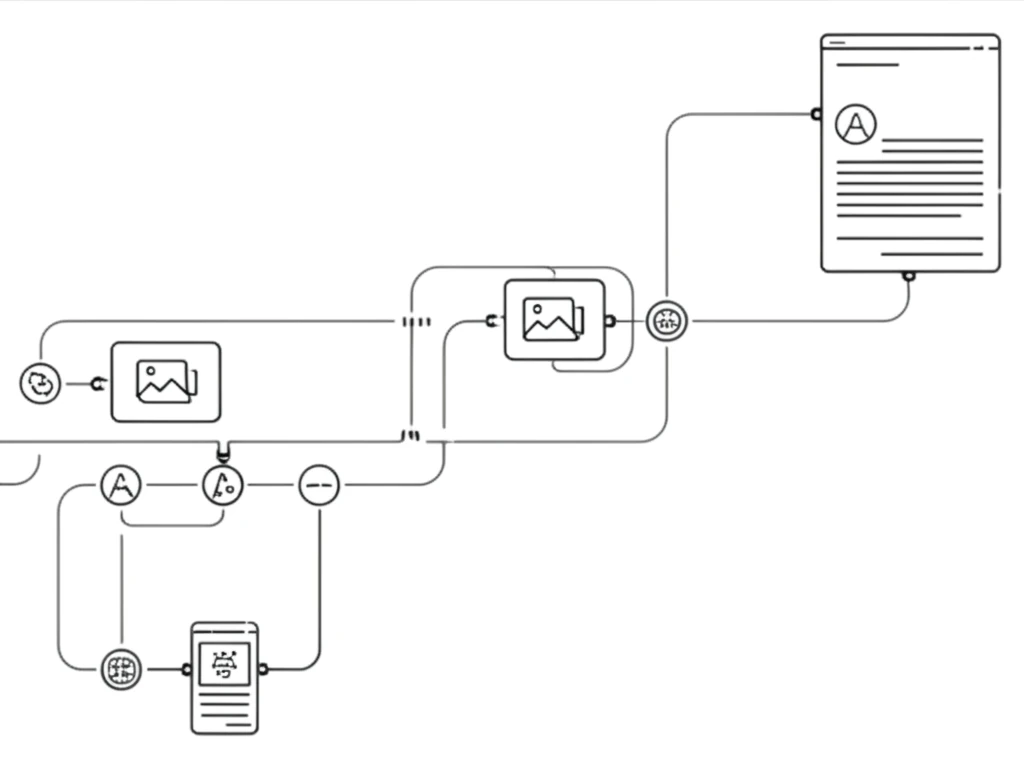 Abstract line art representing plan builder chat mode and image context enrichment